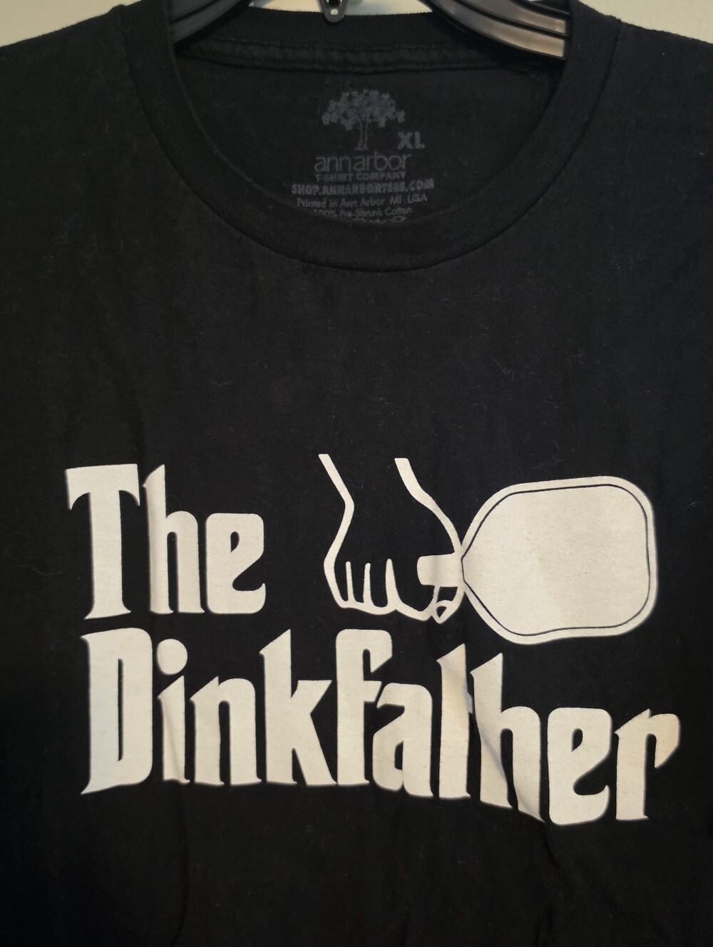 The Dinkfather Funny Pickleball T-Shirt Ann Arbor Black Unisex XL Like New - Picture 6 of 6